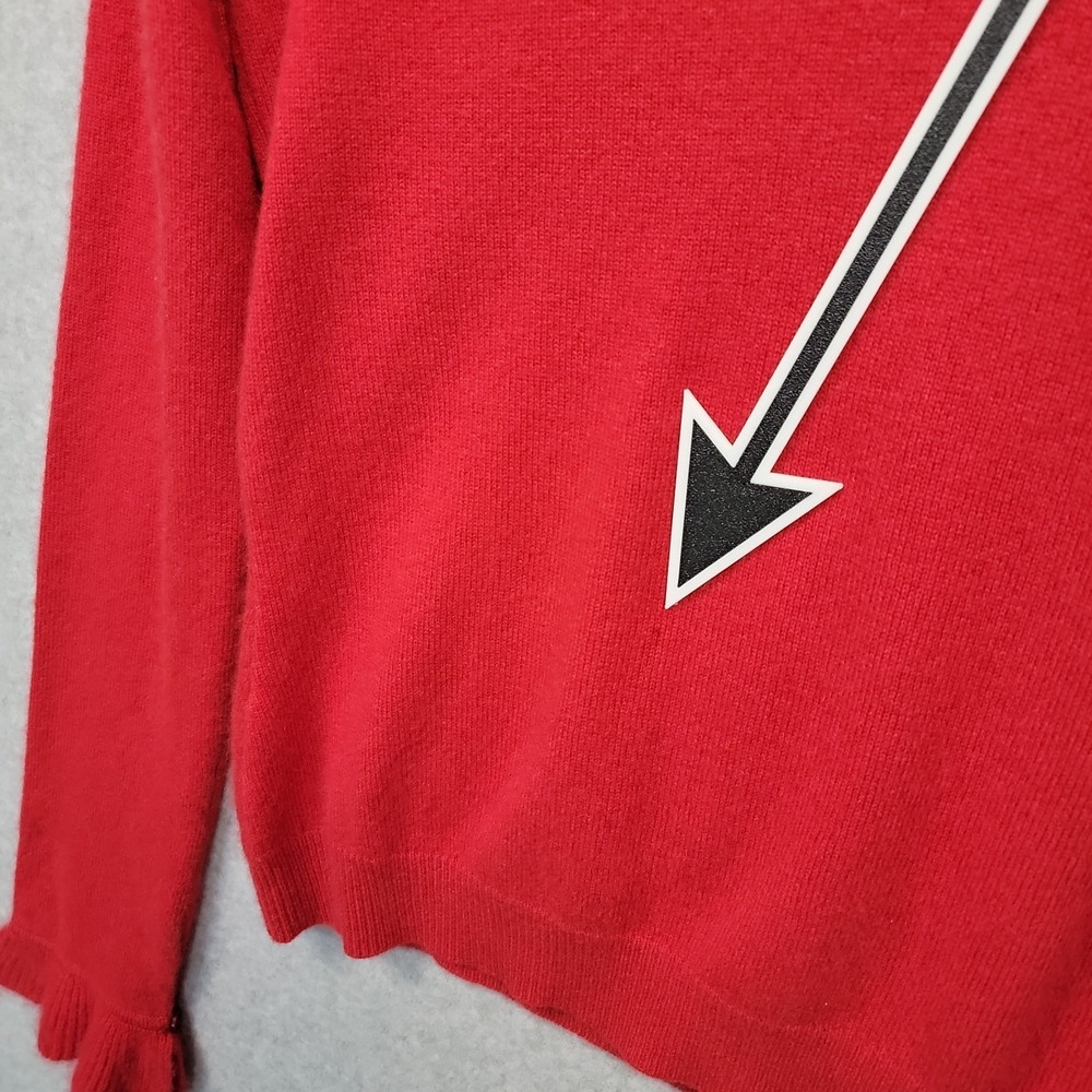 Marshall Fields Cashmere Knit Ruffle V-neck Sweater Red Feminine Womens Sz S - Picture 12 of 13